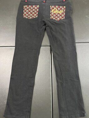 Coogi Black Straight Leg Jeans Knit Pocket Accents Junior Size 13/14